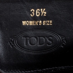 مملوكة مسبقًا حذاء بوت تودز طويل إبزيم كعب عريض جلد أسود مقاس 39.5