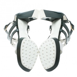Pre Owned Tod's Green and White Leather Cutout Platform Sandals Size 39.5