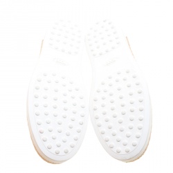 Pre Owned Tod's Metallic Gold Leather Pantofola Espadrille Slip On Sneakers Size 39