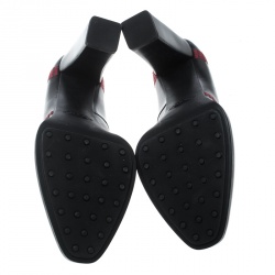 Tod's Black Leather Stitch Detail Block Heel Pumps Size 40