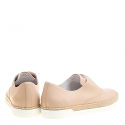 Pre Owned Tod's Beige Leather Francesina Espadrille Slip On Sneakers Size 40