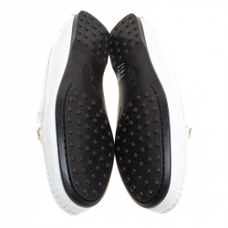 Pre Owned Tod's White Patent Leather Penny Loafers Size 40.5