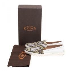 مملوكة مسبقًا حذاء لوفرز تودز اسبادريل جلد وثعبان لونين مقاس 39.5