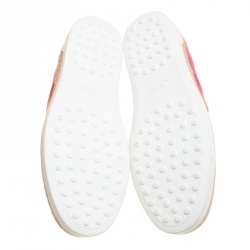 Pre Owned Tod's Fuchsia Pink Leather Francesina Espadrille Slip On Sneakers Size 40