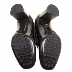 Pre Owned Tod's Black Leather Gomma Maxi Double T Court Loafer Pumps Size 38