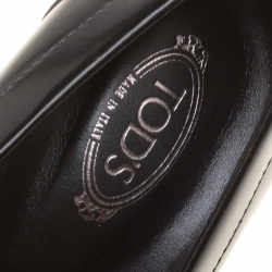 Pre Owned Tod's Black Leather Gomma Maxi Double T Court Loafer Pumps Size 38