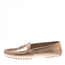 Pre Owned Tod's Bronze Leather Penny Loafers Size 41