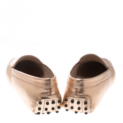 Pre Owned Tod's Bronze Leather Penny Loafers Size 41