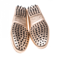 Pre Owned Tod's Bronze Leather Penny Loafers Size 41