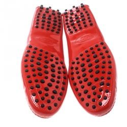Pre Owned Tod's Neon Red Patent Leather Penny Loafers Size 39.5