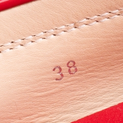 Pre Owned حذاء لوفرز تودز بيني جلد لامع وسويدي أحمر مقاس 38