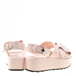 Pre Owned Tod's Blush Pink Patent Leather Slingback Platform Sandals Size 39