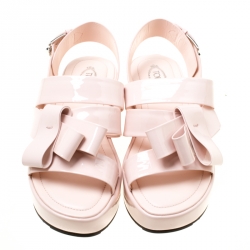 Pre Owned Tod's Blush Pink Patent Leather Slingback Platform Sandals Size 39
