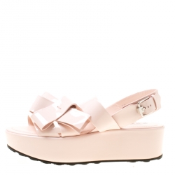 Pre Owned Tod's Blush Pink Patent Leather Slingback Platform Sandals Size 39
