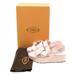 Pre Owned Tod's Blush Pink Patent Leather Slingback Platform Sandals Size 39