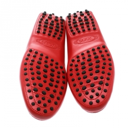 Pre Owned Tod's Red Leather Penny Loafers Size 39.5