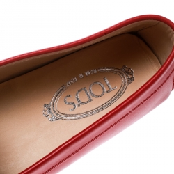 Pre Owned Tod's Red Leather Penny Loafers Size 39.5