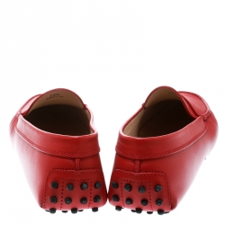 Pre Owned Tod's Red Leather Penny Loafers Size 39.5