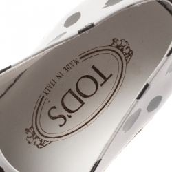 مملوكة مسبقًا Tod's Grey/Black Dot Printed Leather Francesina Espadrille Slip On Sneakers Size 39.5