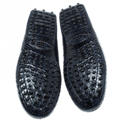 مملوكة مسبقًا Tod's Blue Python Leather Double T Loafers Size 38