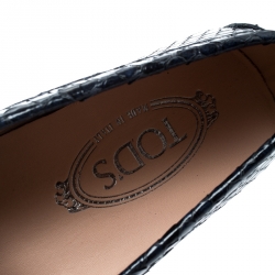 مملوكة مسبقًا Tod's Blue Python Leather Double T Loafers Size 38