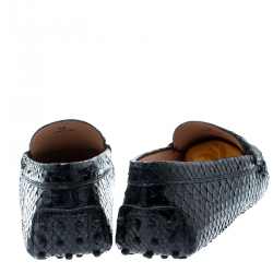 مملوكة مسبقًا Tod's Blue Python Leather Double T Loafers Size 38