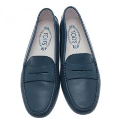 مملوكة مسبقًا Tod's Blue Leather Penny Loafers Size 40