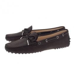 Pre Owned حذاء لوفر تودز فيونكة جلد بني مقاس 40.5