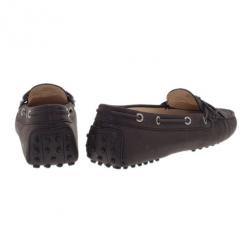 Pre Owned حذاء لوفر تودز فيونكة جلد بني مقاس 40.5