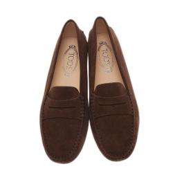 مملوكة مسبقًا حذاء لوفر تودز بيني جلد مدبوغ بني مقاس 38.5