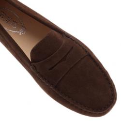 مملوكة مسبقًا حذاء لوفر تودز بيني جلد مدبوغ بني مقاس 38.5