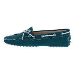 Pre Owned حذاء تود جلد سويدي تركواز لوفرز بفيونكة مقاس 38