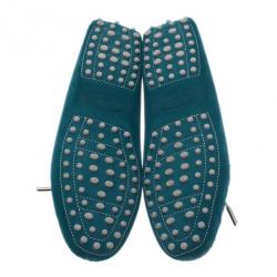 Pre Owned حذاء تود جلد سويدي تركواز لوفرز بفيونكة مقاس 38