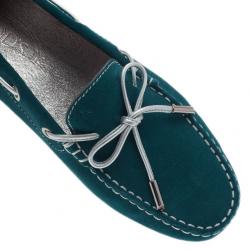 Pre Owned حذاء تود جلد سويدي تركواز لوفرز بفيونكة مقاس 38