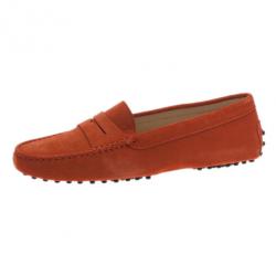 Pre Owned Tod's Orange Suede Penny Loafers Size 39