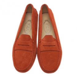 Pre Owned Tod's Orange Suede Penny Loafers Size 39