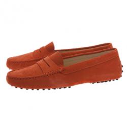 Pre Owned Tod's Orange Suede Penny Loafers Size 39
