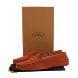 Pre Owned Tod's Orange Suede Penny Loafers Size 39