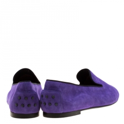 Pre Owned Tod's Purple Suede Smoking Slippers Size 37.5