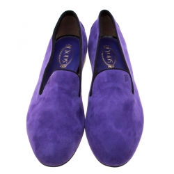 Pre Owned Tod's Purple Suede Smoking Slippers Size 37.5