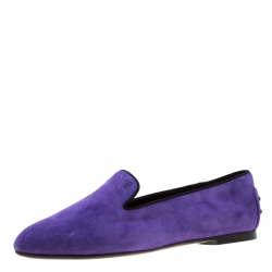 Pre Owned Tod's Purple Suede Smoking Slippers Size 37.5