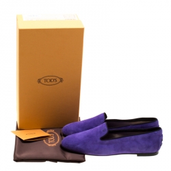 Pre Owned Tod's Purple Suede Smoking Slippers Size 37.5