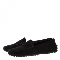 Pre Owned Tod's Black Suede Penny Loafers Size 37.5