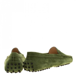 Pre Owned Tod's Green Suede Penny Loafers Size 37.5