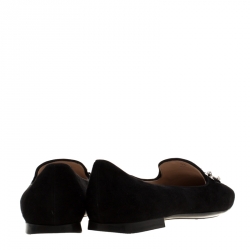 Pre Owned Tod's Black Suede Crystal Embellished Double T Smoking Slippers Size 38