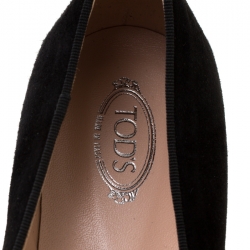 Pre Owned Tod's Black Suede Crystal Embellished Double T Smoking Slippers Size 38