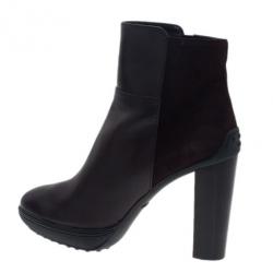 Pre Owned Tod's Black Suede and Leather Ankle Boots Size 39.5