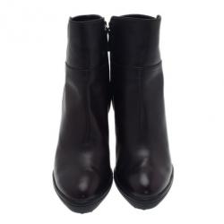 Pre Owned Tod's Black Suede and Leather Ankle Boots Size 39.5