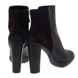 Pre Owned Tod's Black Suede and Leather Ankle Boots Size 39.5