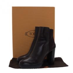 Pre Owned Tod's Black Suede and Leather Ankle Boots Size 39.5